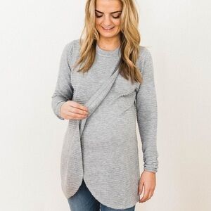 Oriane Elise gray ribbed nursing sweater